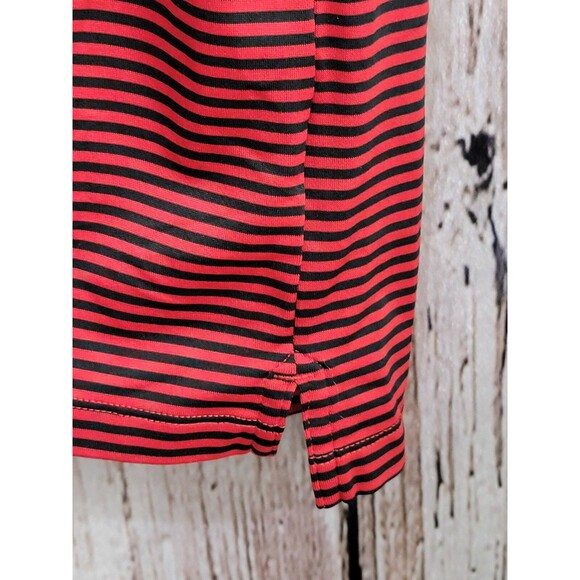 ALK Men's XL Under Armour ColdBlack Heatgear Red Black Striped Golf Polo Shirt - Picture 4 of 10